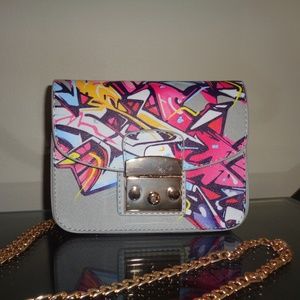 Color Collision Mini Handbag - Pink, Grey, Purple